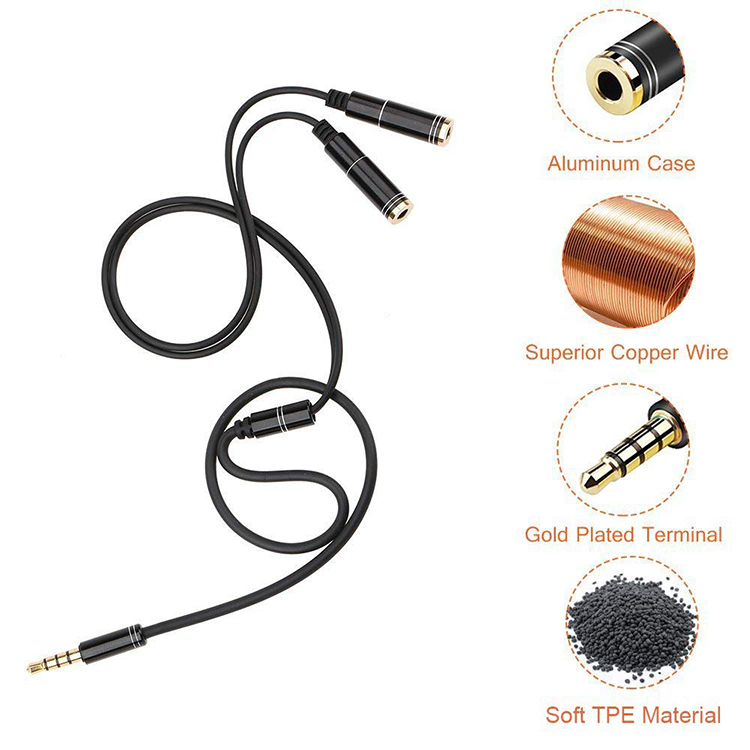 3.5 مللي متر هيئة التصنيع العس - مراجعة Earphone Splitter Jack وسعره